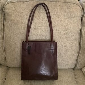 Vintage Fossil brown leather handbag